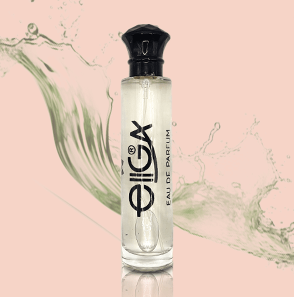 Close-up of Eliga Don Perfume bottle showing elegant design
